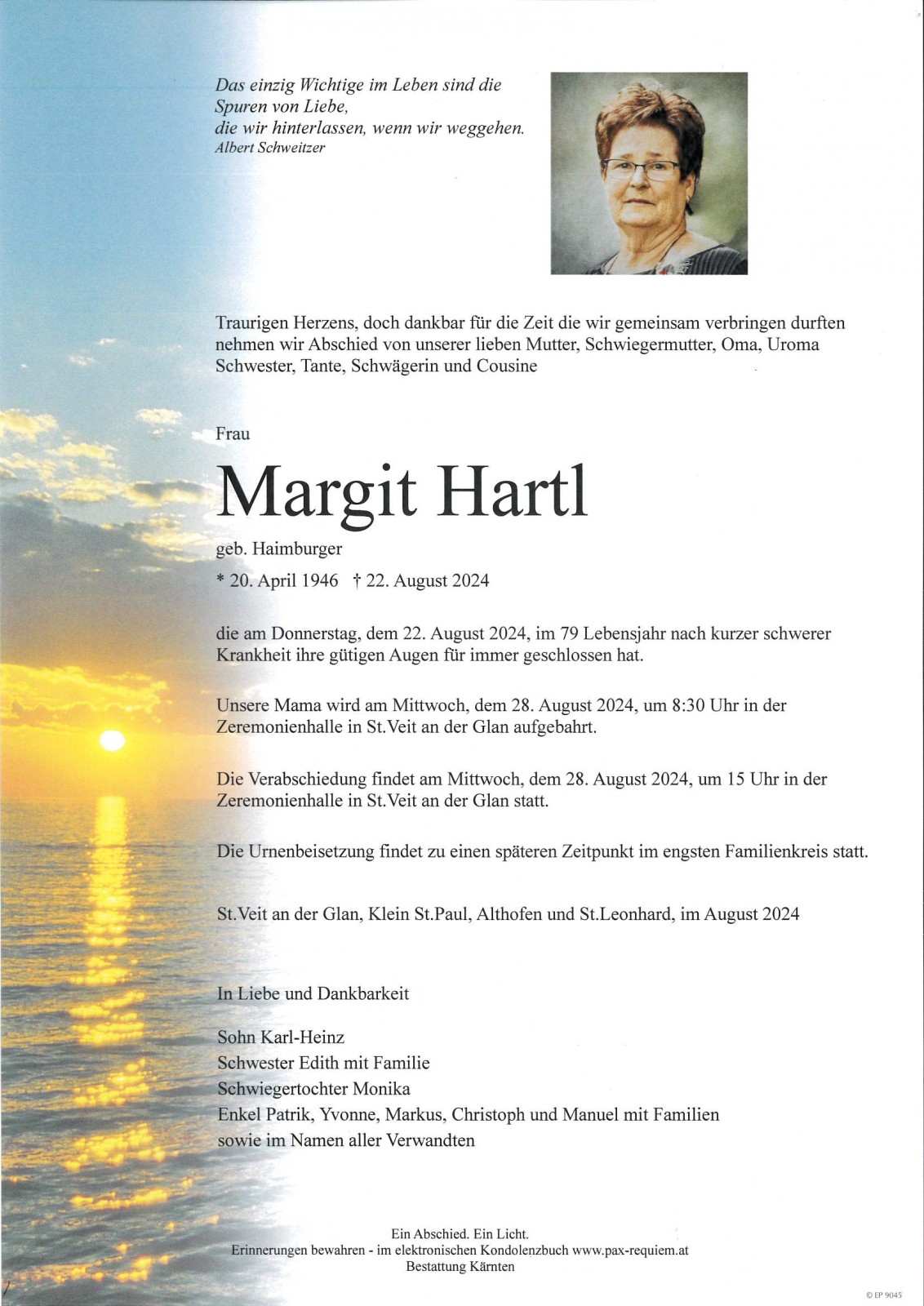 Parte Margit Hartl, geb. Haimburger