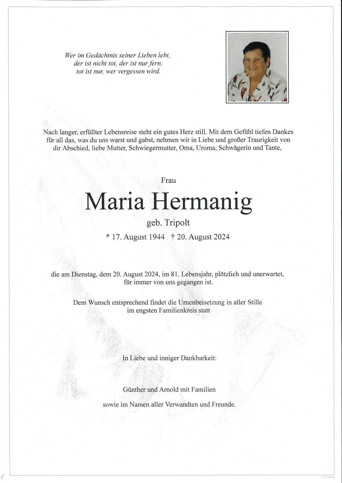 Parte Maria Hermanig, geb. Tripolt