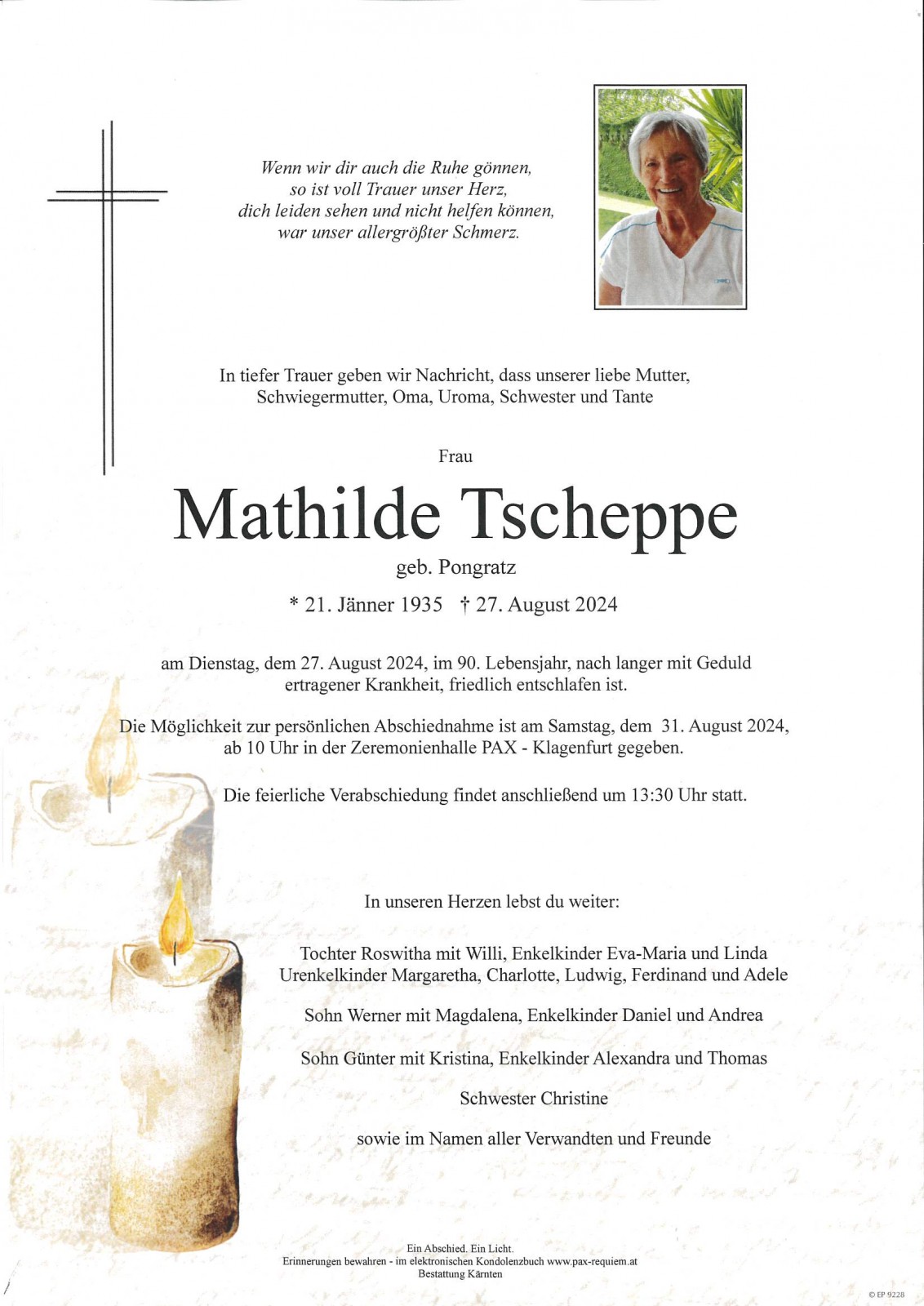 Parte Mathilde Tscheppe, geb. Pongratz