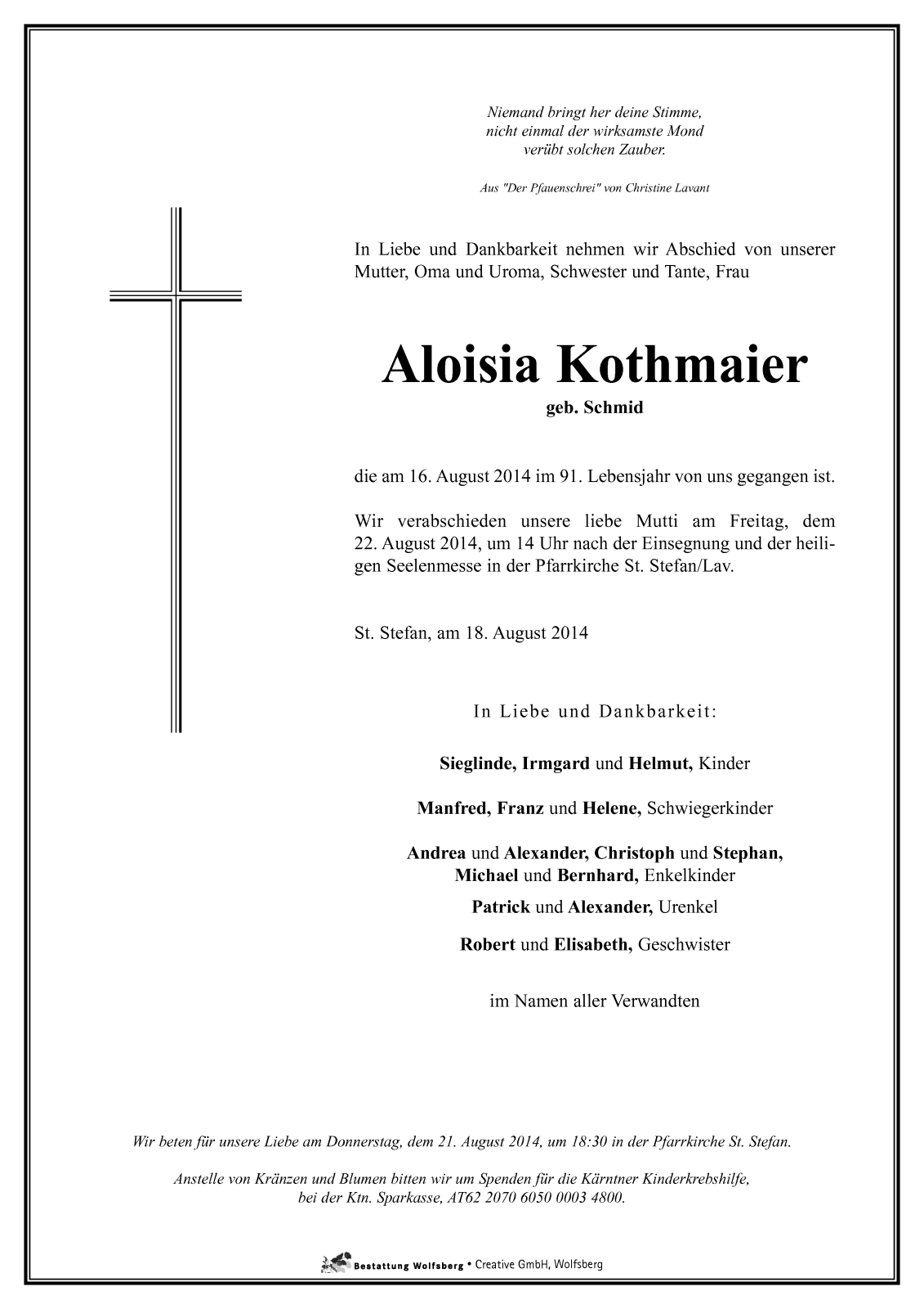 Parte Aloisia Kothmaier