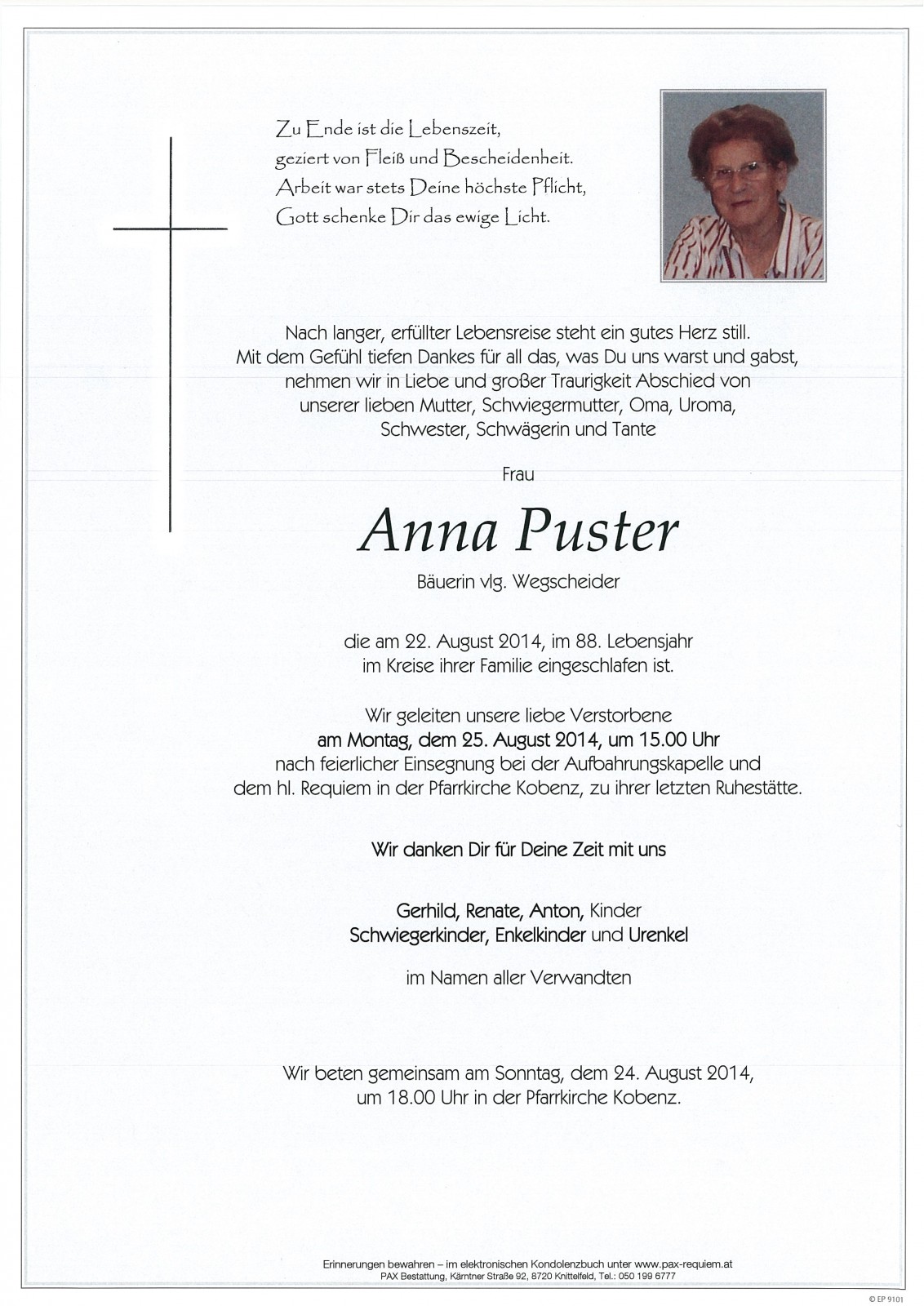 Parte Anna Puster vlg. Wegscheider
