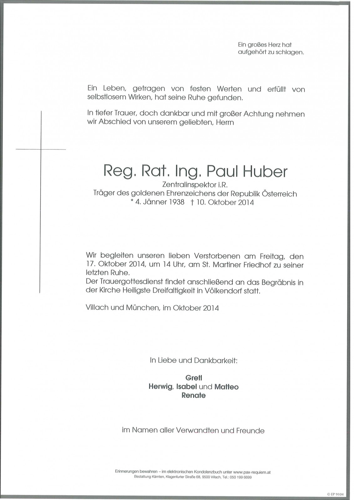 Parte Ing. Paul Kurt Huber