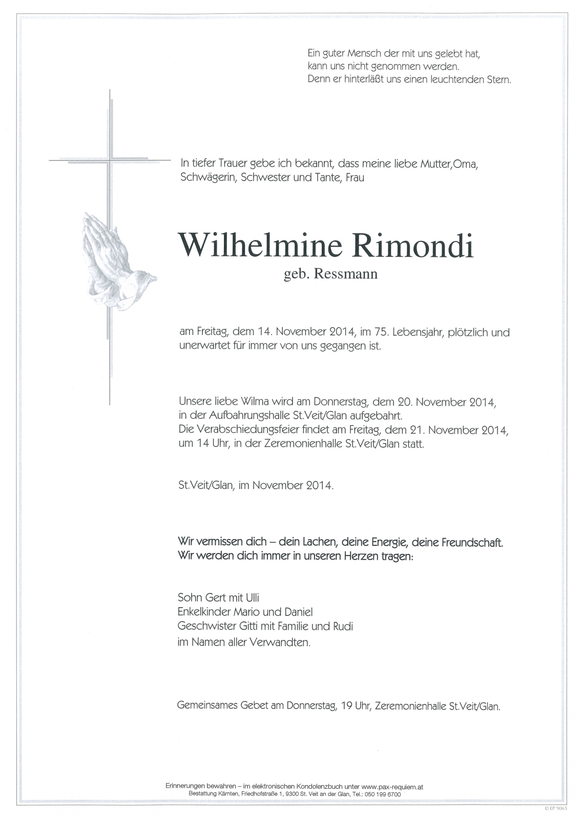Parte Wilhelmine Rimondi, geb Ressmann