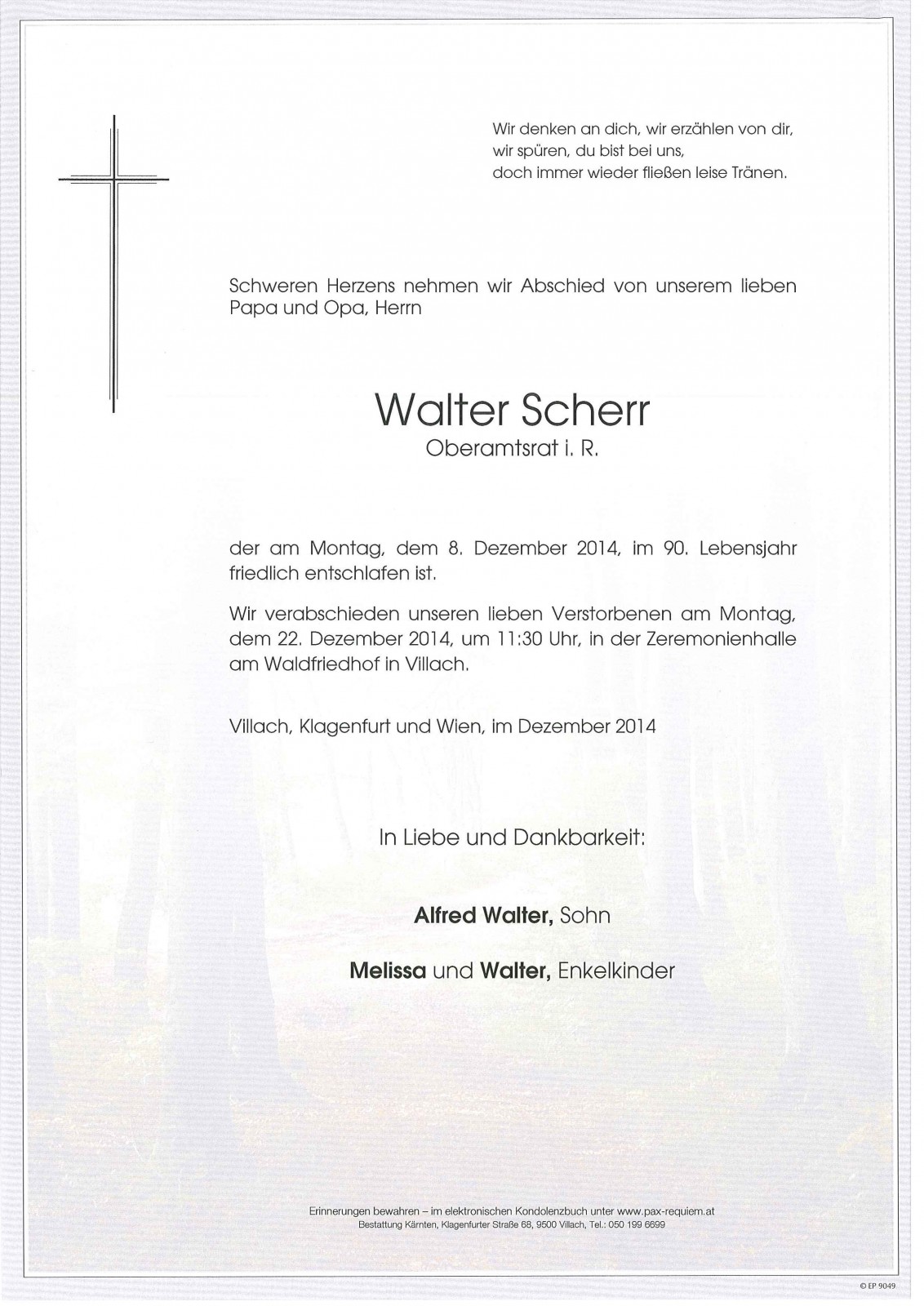 Parte OAR i.R. Walter Scherr