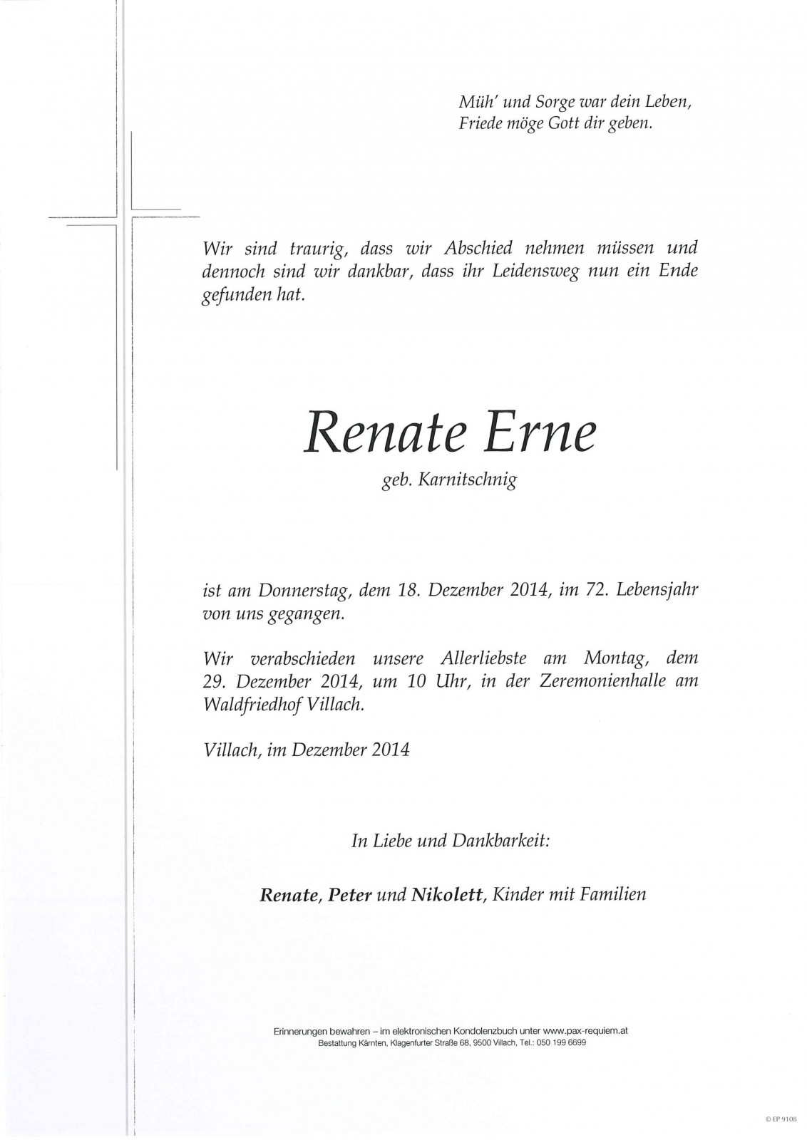 Parte Renate Erne geb. Karnitschnig