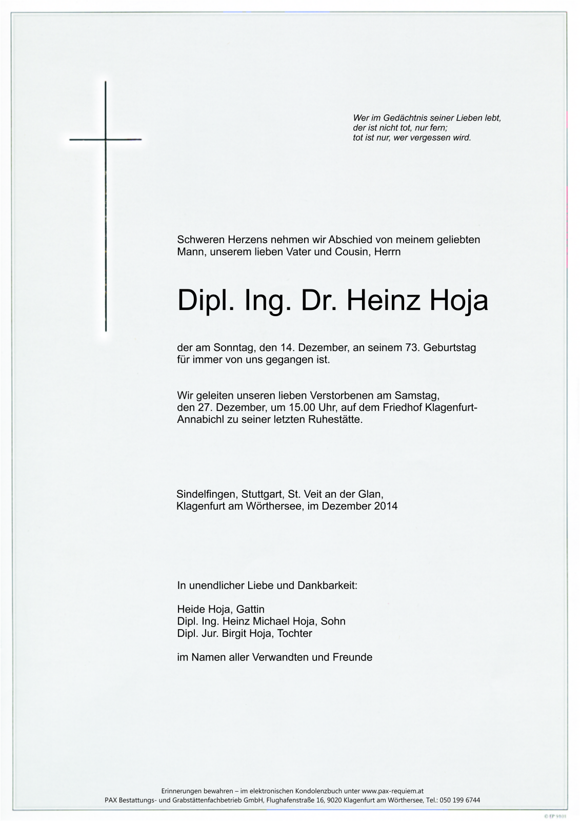 Parte Dipl. Ing. Dr. Heinz Hoja