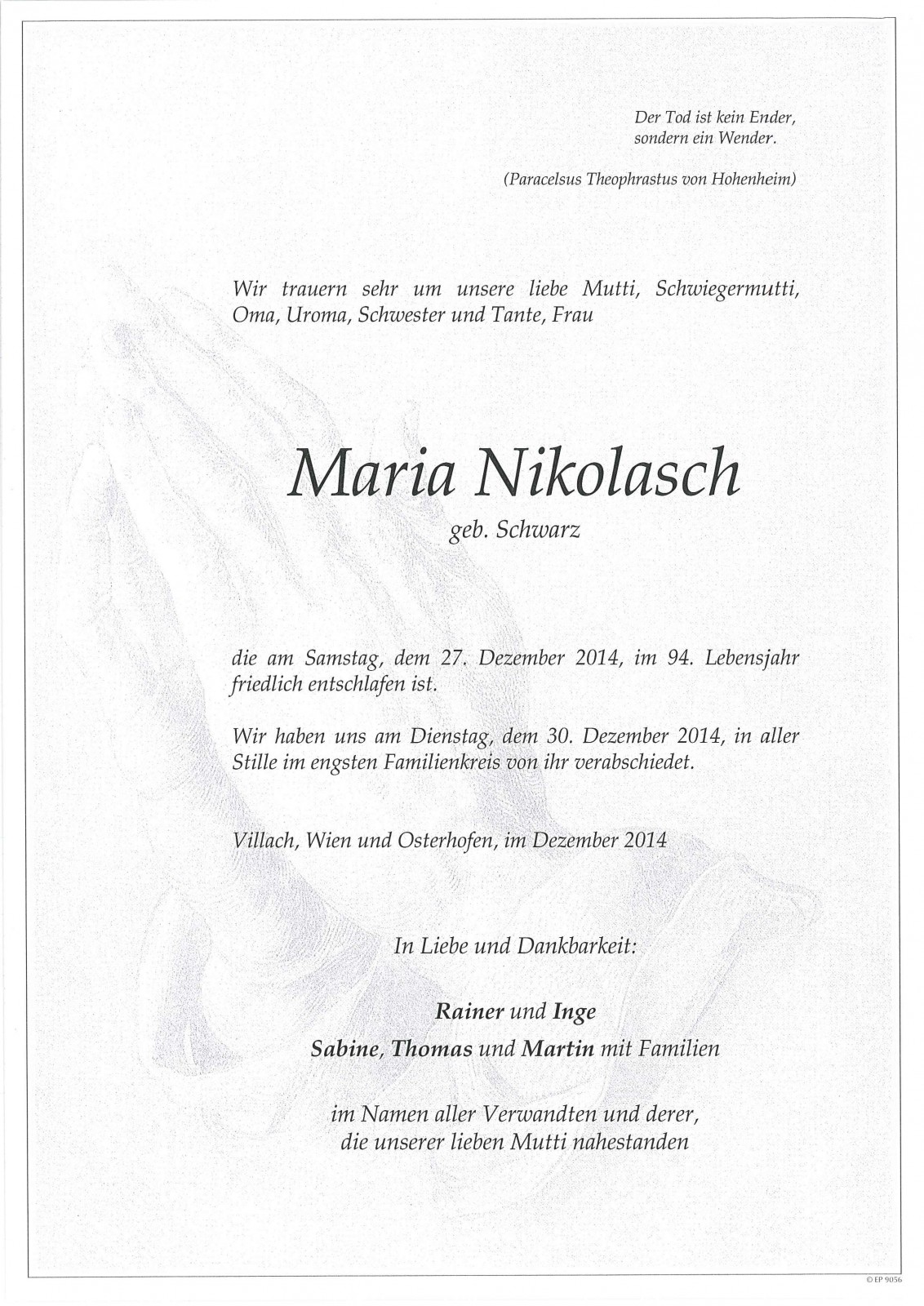 Parte Maria Nikolasch