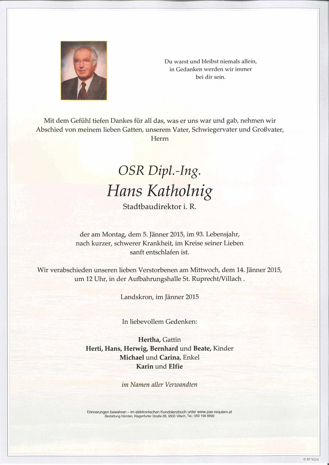Parte OSR Dipl.-Ing. Hans Katholnig
