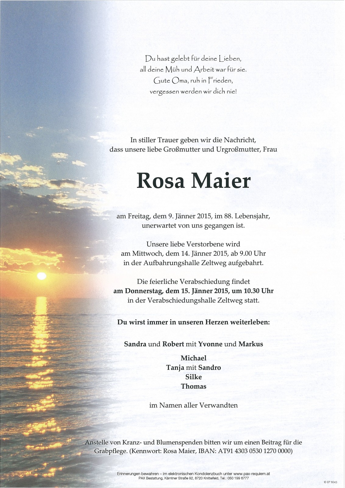 Parte von Rosa Maier