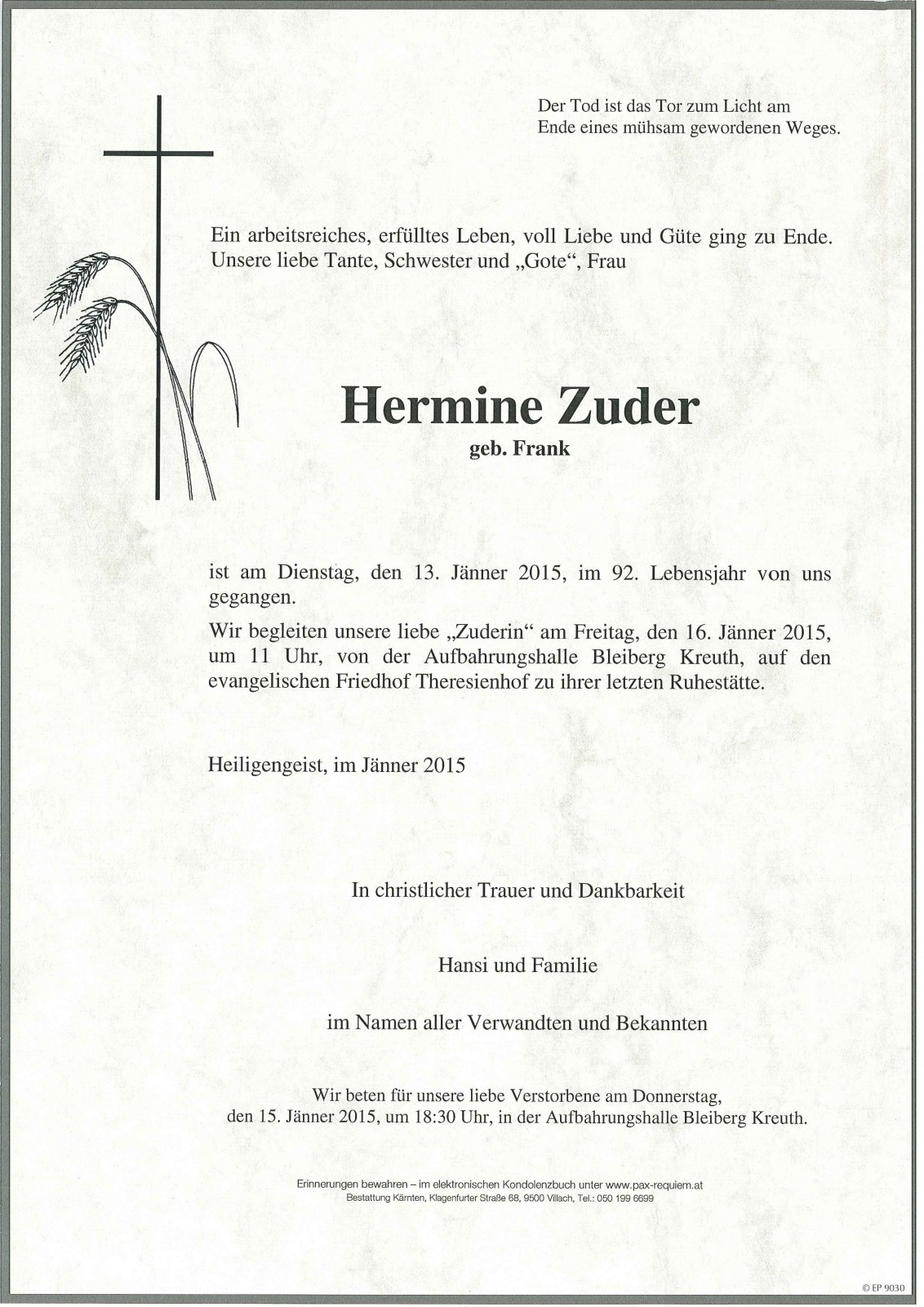 Parte Hermine Zuder