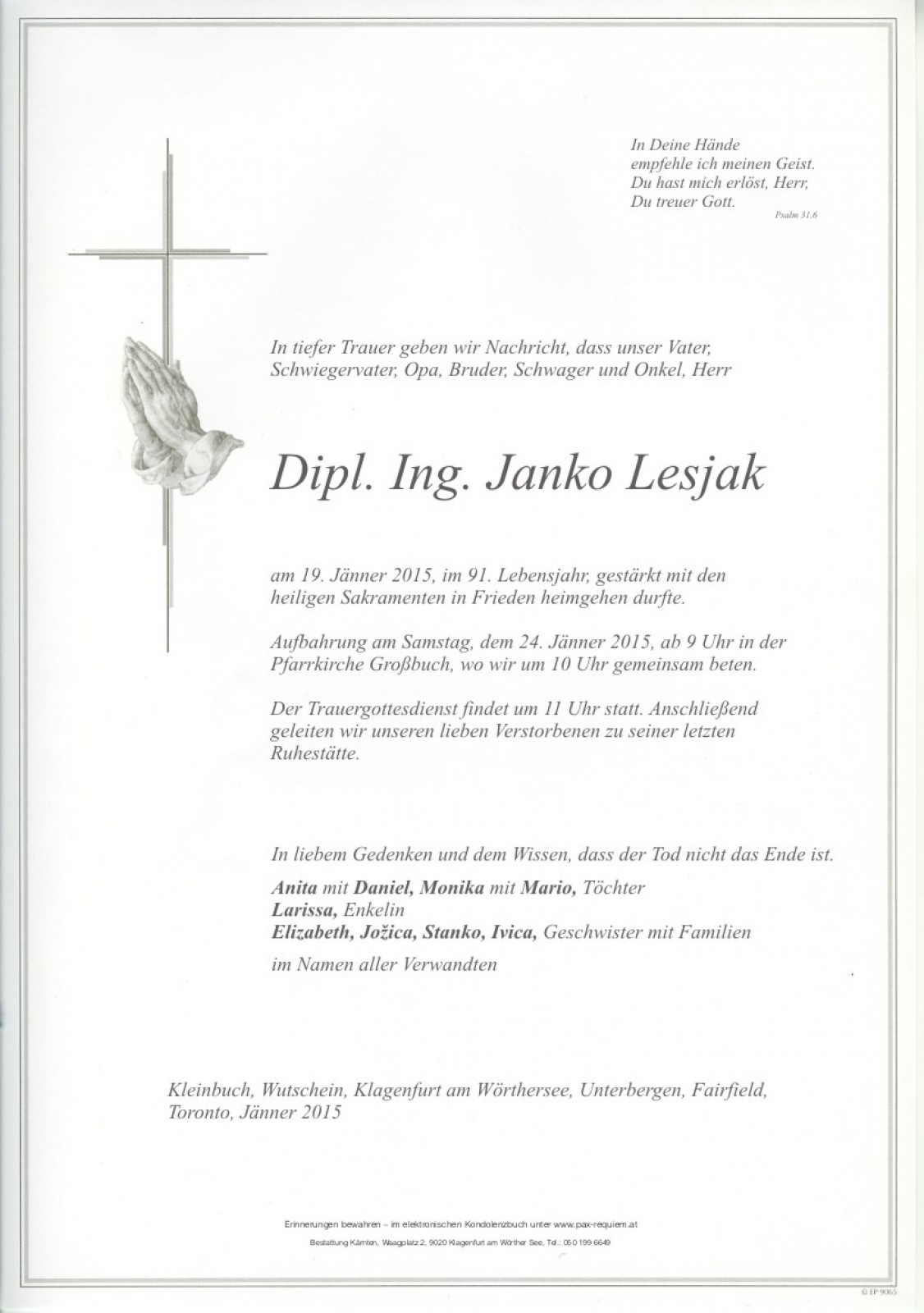 Parte Dipl. Ing. Janko Lesjak