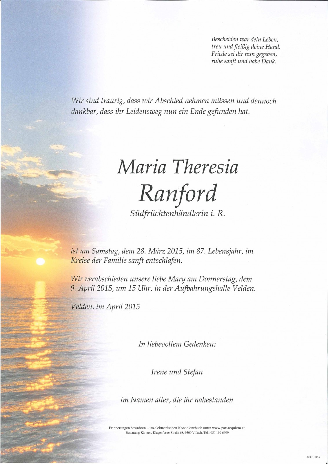 Parte Maria Theresia Ranford