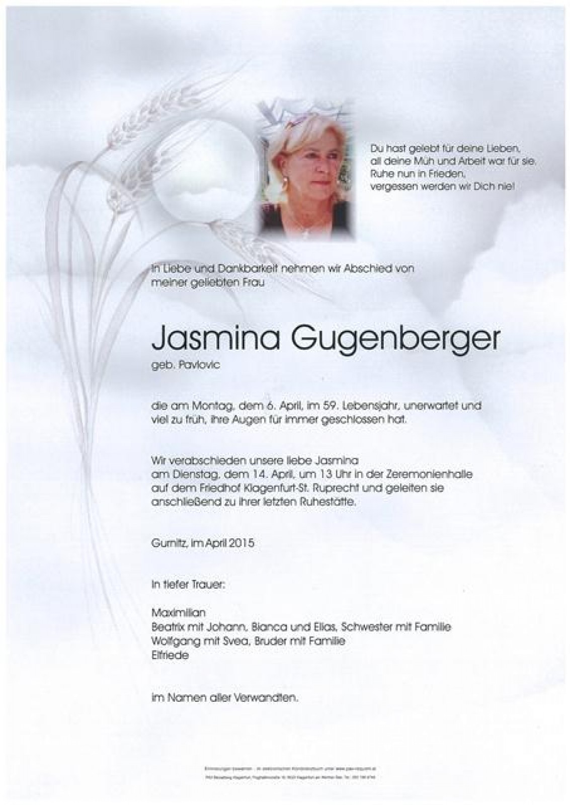 Parte Jasmina Gugenberger, geb. Pavlovic