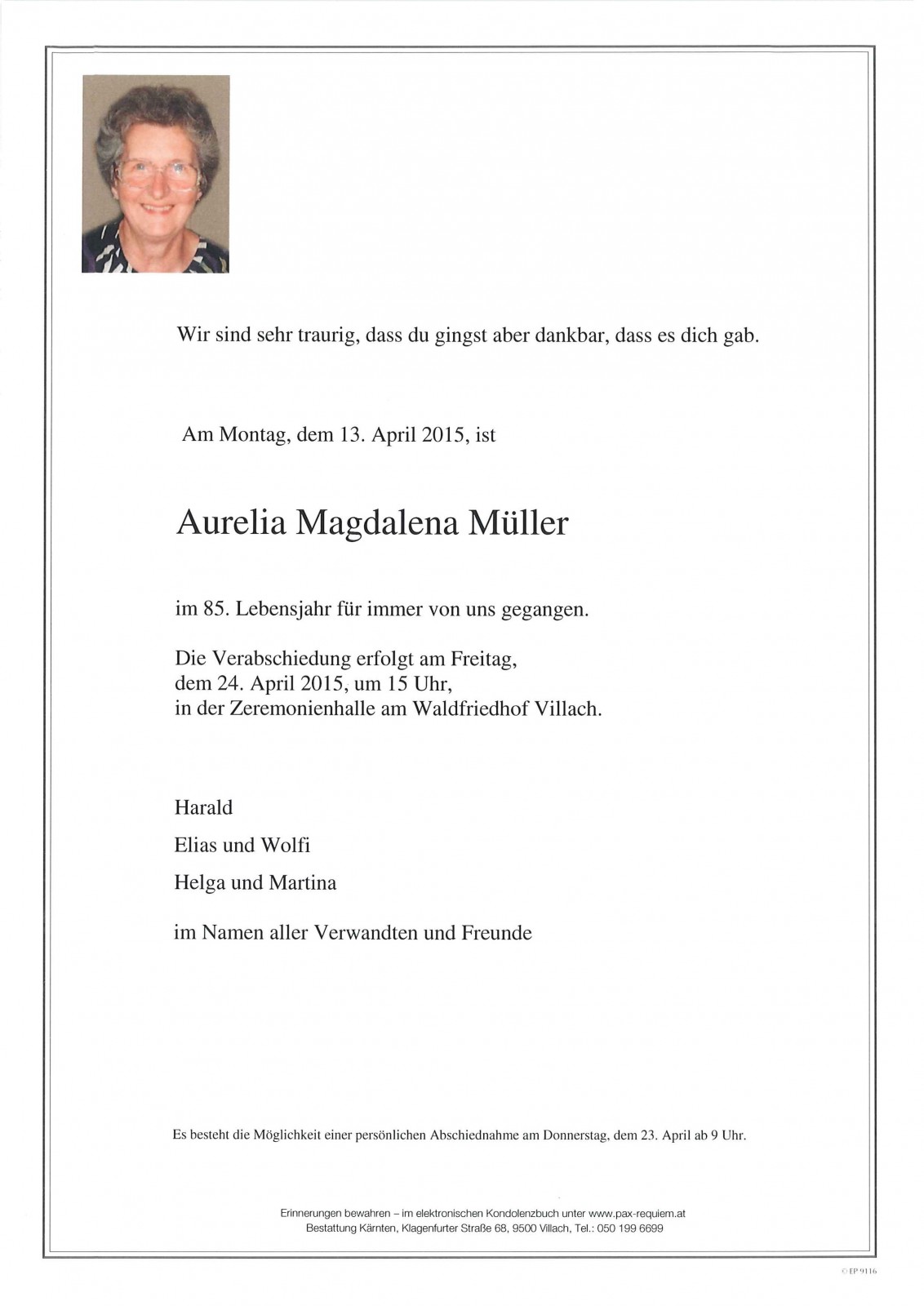 Parte Aurelia Magdalena Müller geb. Ruprecht