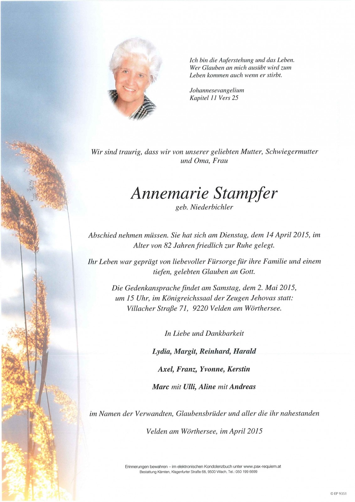 Parte Annemarie Stampfer geb. Niederbichler