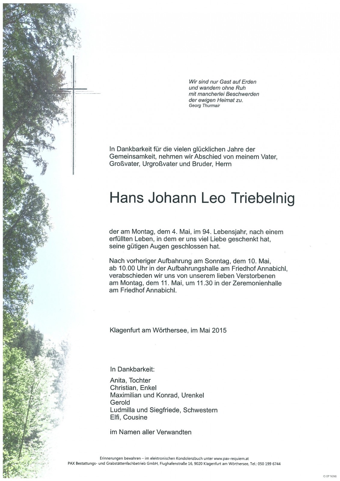 Parte Hans Johann Leo Triebelnig
