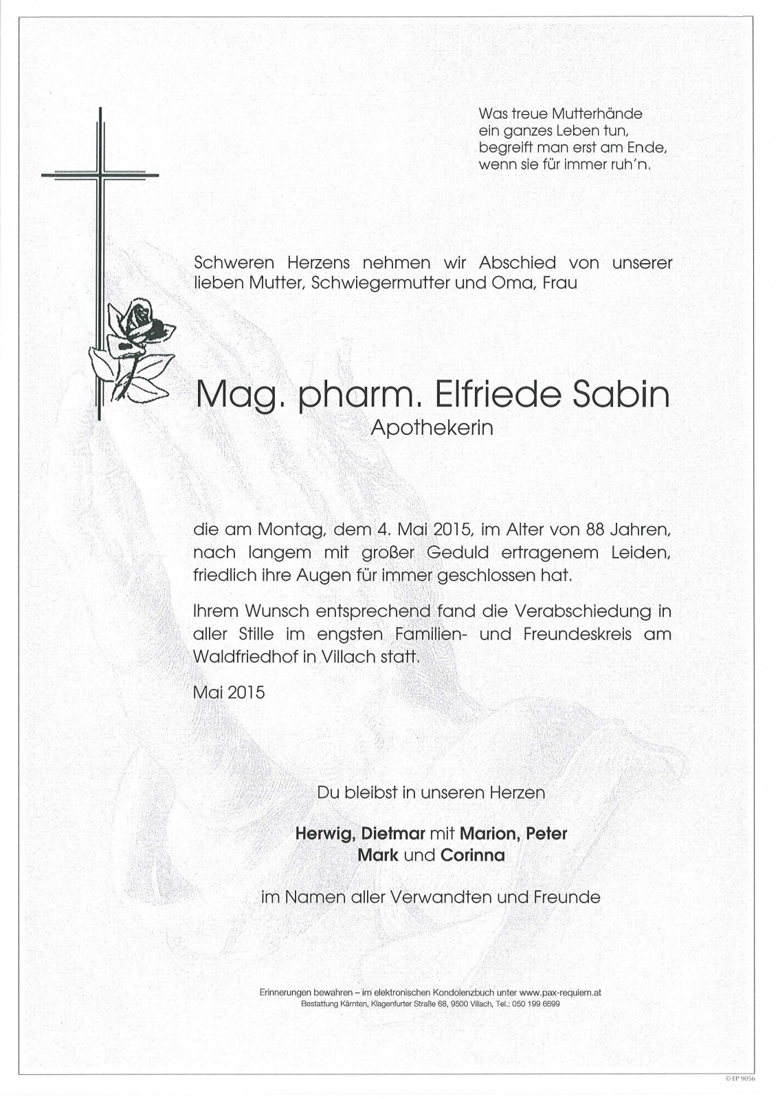 Parte Mag. Pharm. Elfriede Sabin