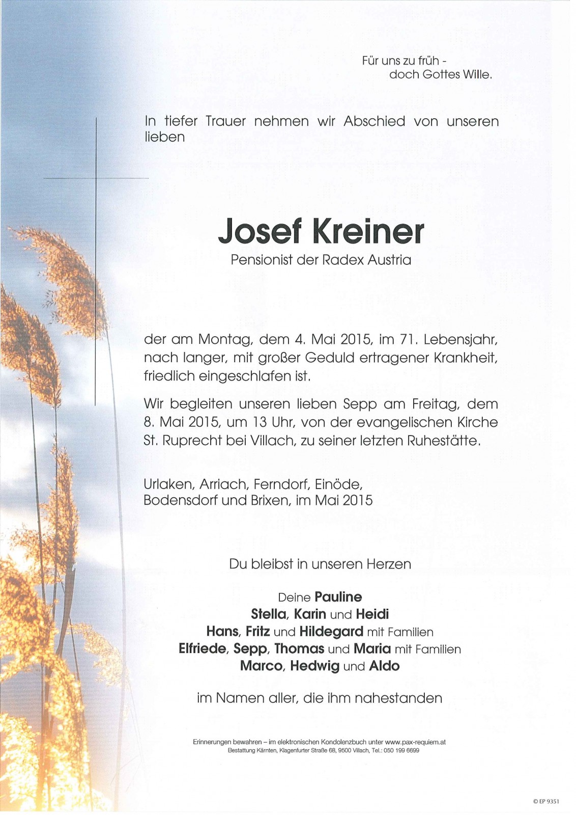 Parte Josef Erich Kreiner