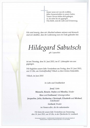 Hildegard Sabutsch geb. Lepuschitz