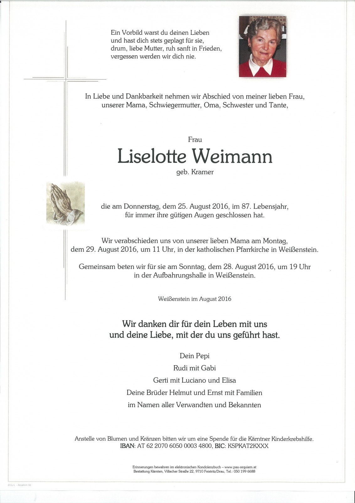 Parte Liselotte Weimann geb. Kramer