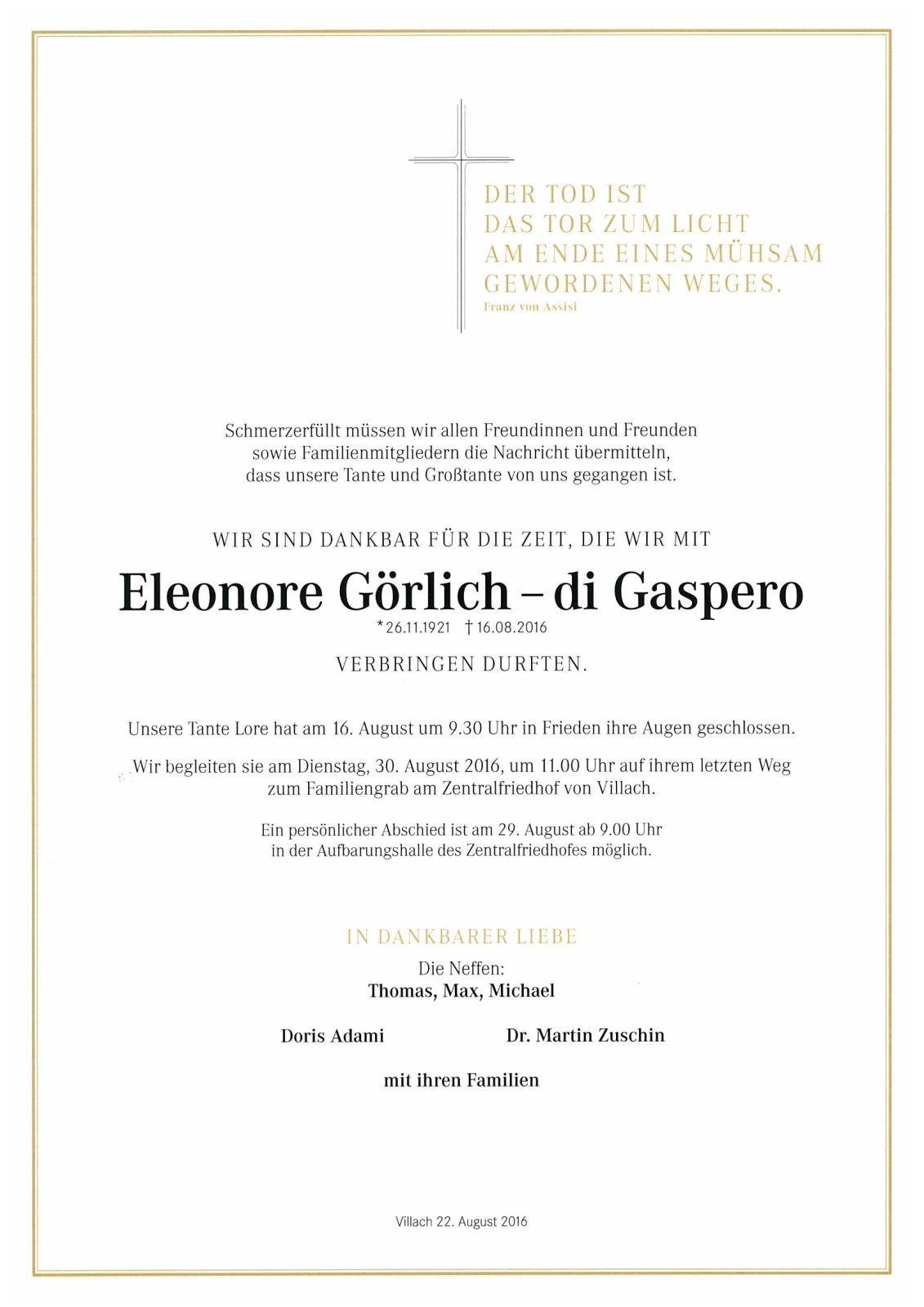 Parte Eleonore Görlich - di Gaspero