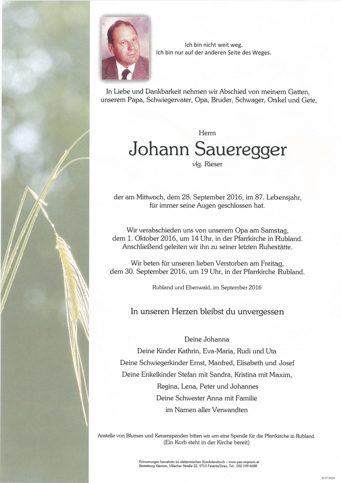 Parte Johann Saueregger, vlg. Rieser