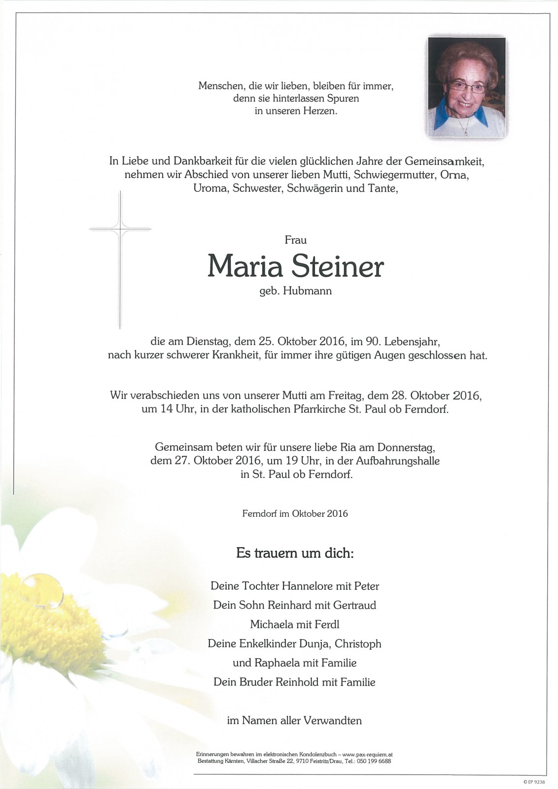 Parte Maria Steiner, geb. Hubmann