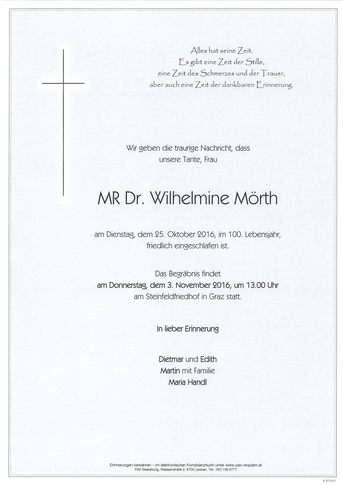 Parte MR Dr. Wilhelmine Mörth