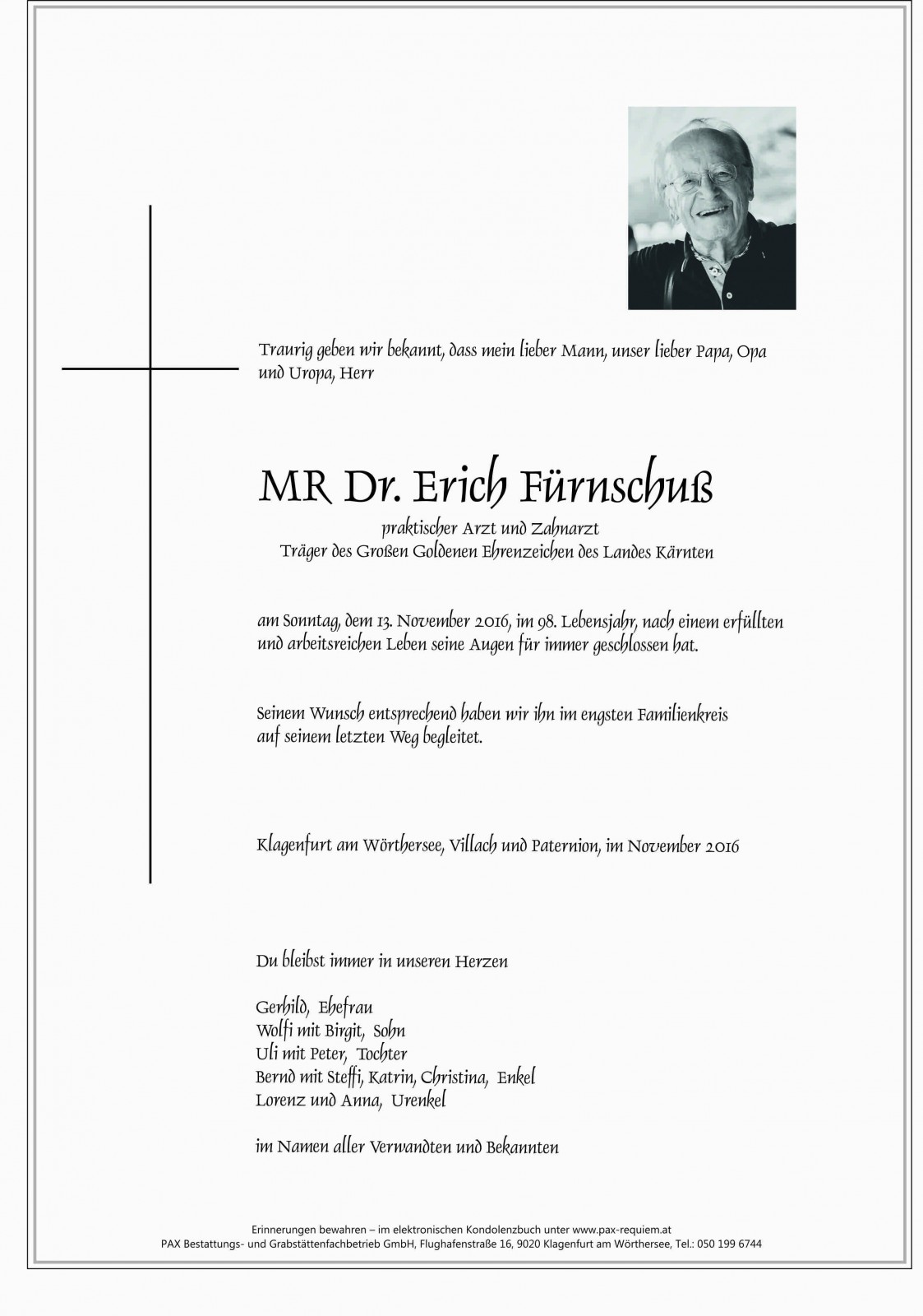 Parte MR Dr. Erich Fürnschuß