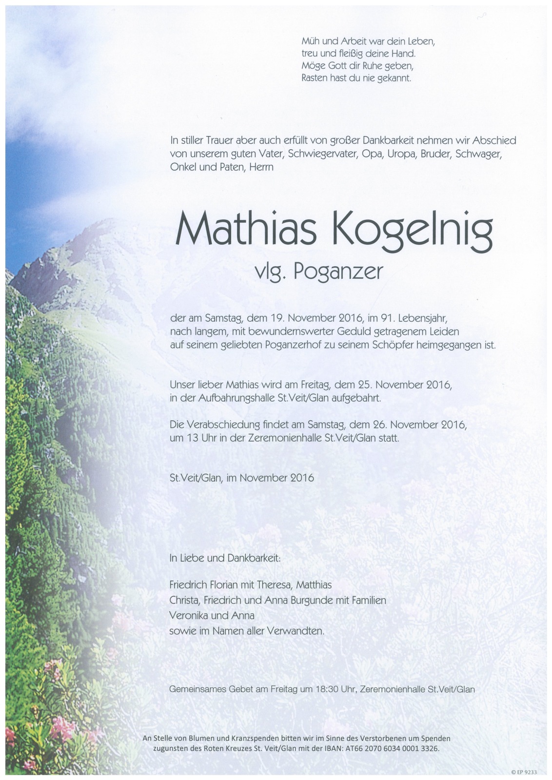 Parte Mathias Kogelnig  vlg. Poganzer