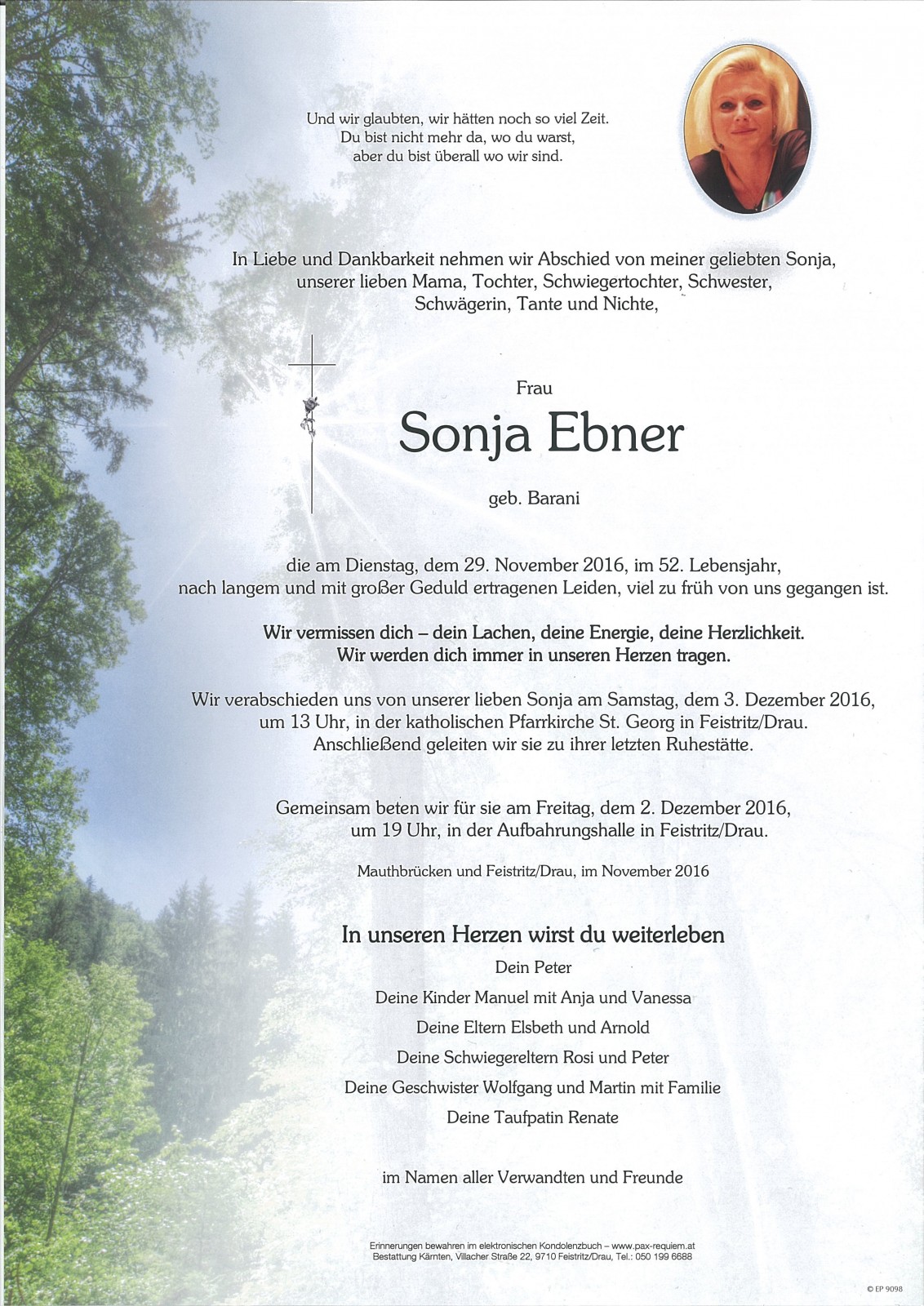 Parte Sonja Ebner,  geb. Barani