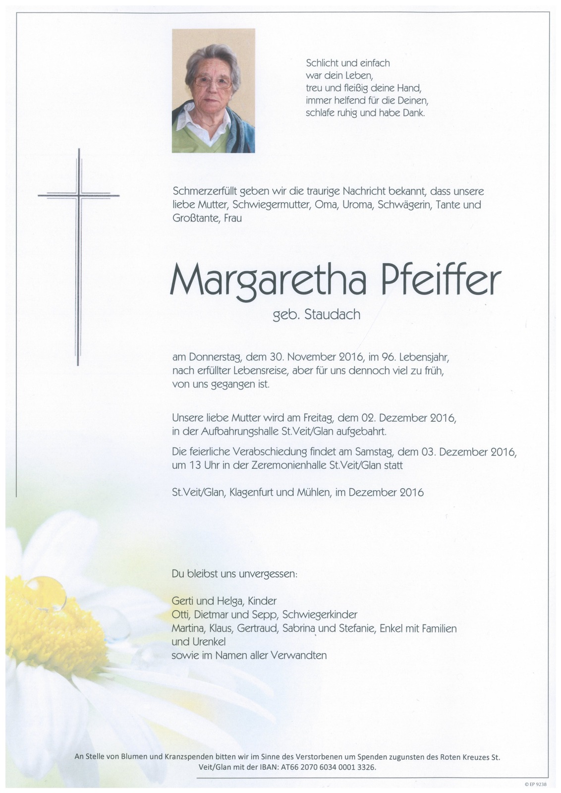 Parte Margaretha Pfeiffer geb. Staudach