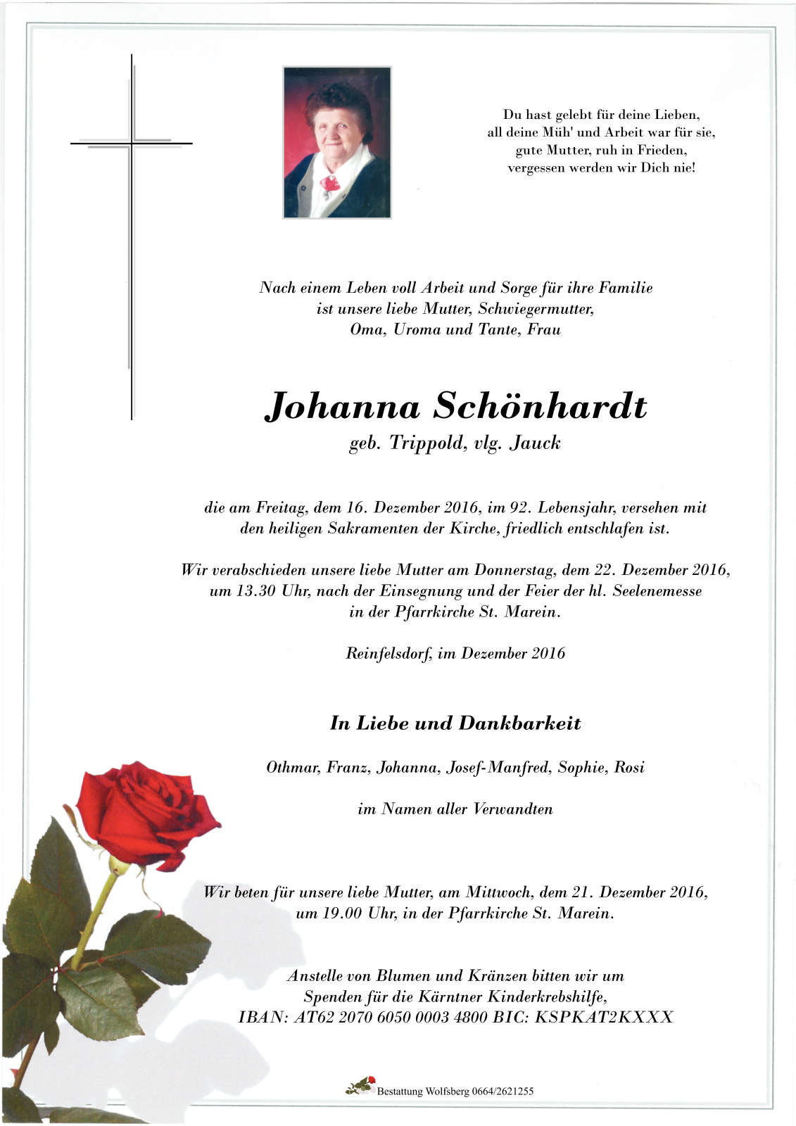 Parte Johanna Schönhardt geb. Trippold