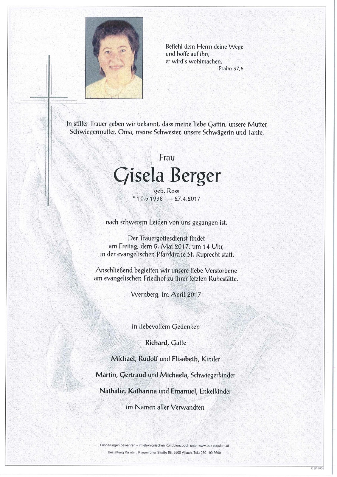 Parte Gisela Berger geb. Ross