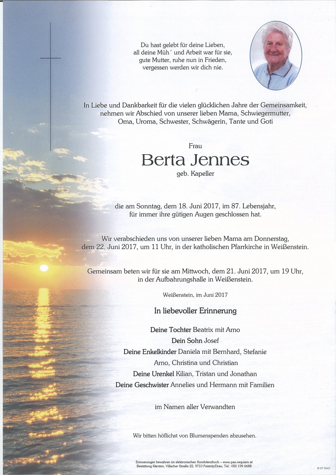 Parte Berta Jennes, geb. Kapeller