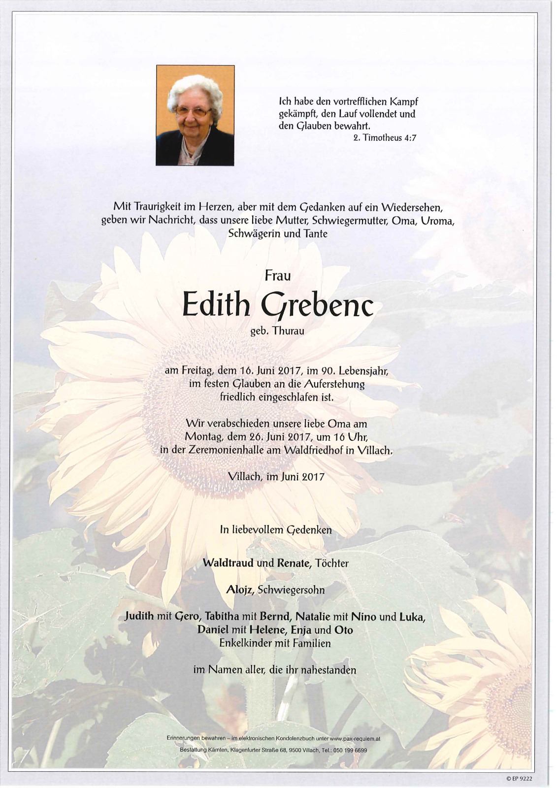 Parte Edith Grebenc geb. Thurau