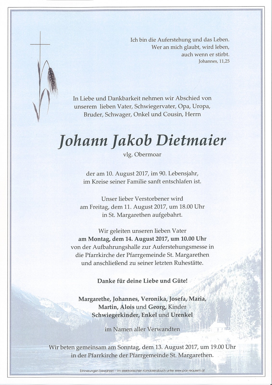 Parte Johann Dietmaier, vlg. Obermoar
